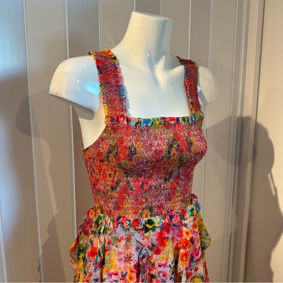 🎀SOLD🎀Alice + Olivia Jocelyn Garden Floral Smocked Mini Dress - Picture 7 of 9